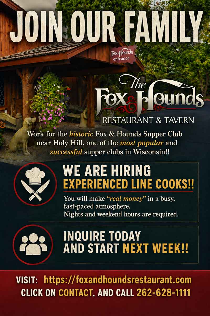 Fox and Hounds is now hiring